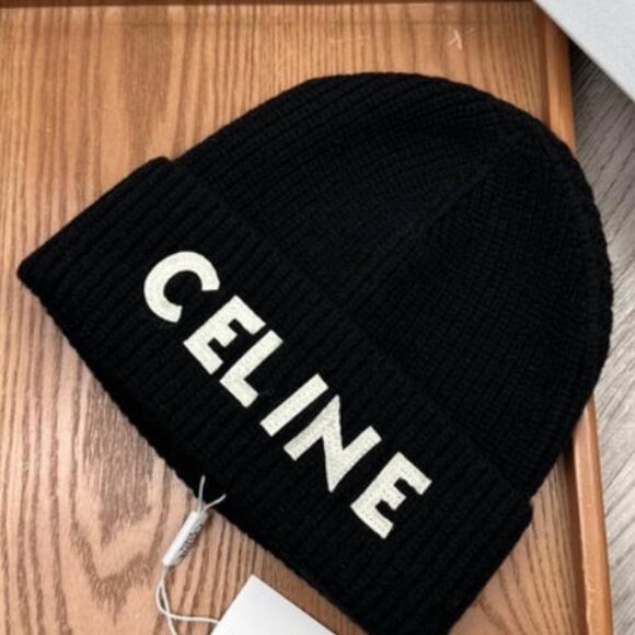 Celine Black Knit Hat with Box - Picture 2 of 6